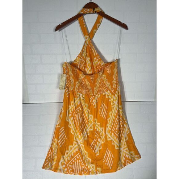 Rewind Womens Orange Diamond Print Halter Dress Size XXL - Picture 8 of 11